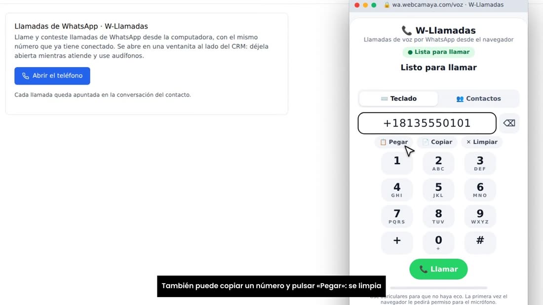 También puede copiar un número y pulsar «Pegar»: se limpia solo.