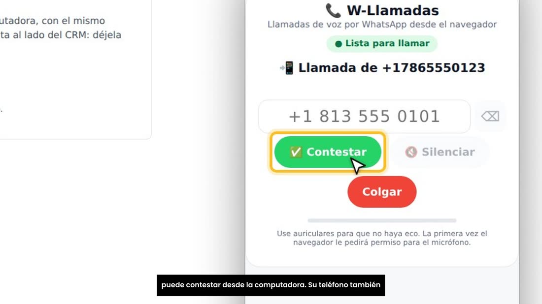 Si le llaman a su WhatsApp con la ventanita abierta, suena, y puede contestar desde la computadora. Su teléfono también