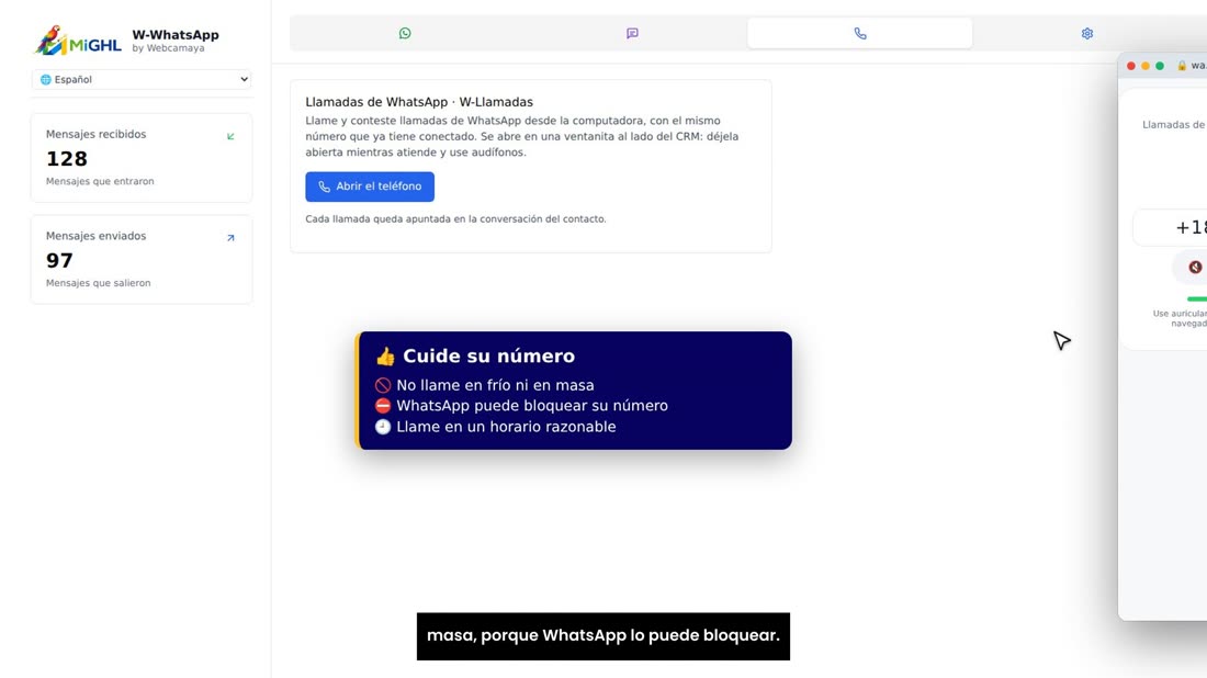 Y cuide su número: no llame a desconocidos ni haga llamadas en masa, porque WhatsApp lo puede bloquear.