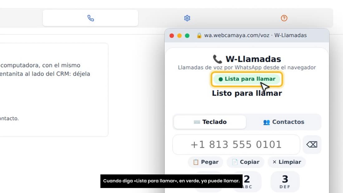La primera vez tarda unos veinte segundos en encenderse. Cuando diga «Lista para llamar», en verde, ya puede llamar.