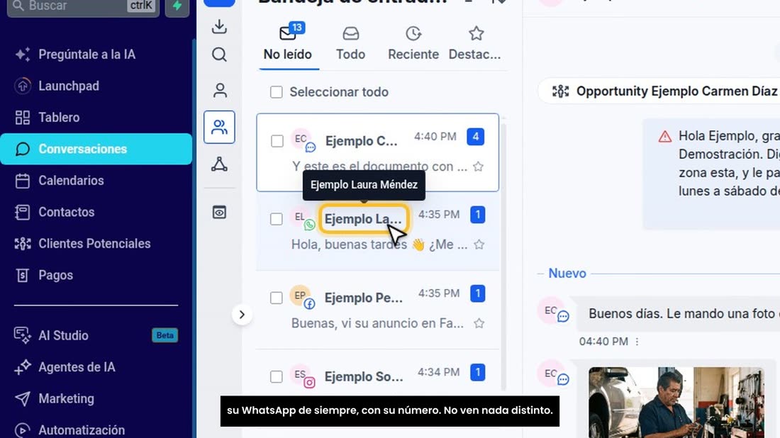 Usted contesta desde Conversaciones, y a ellos les llega por su WhatsApp de siempre, con su número. No ven nada distinto
