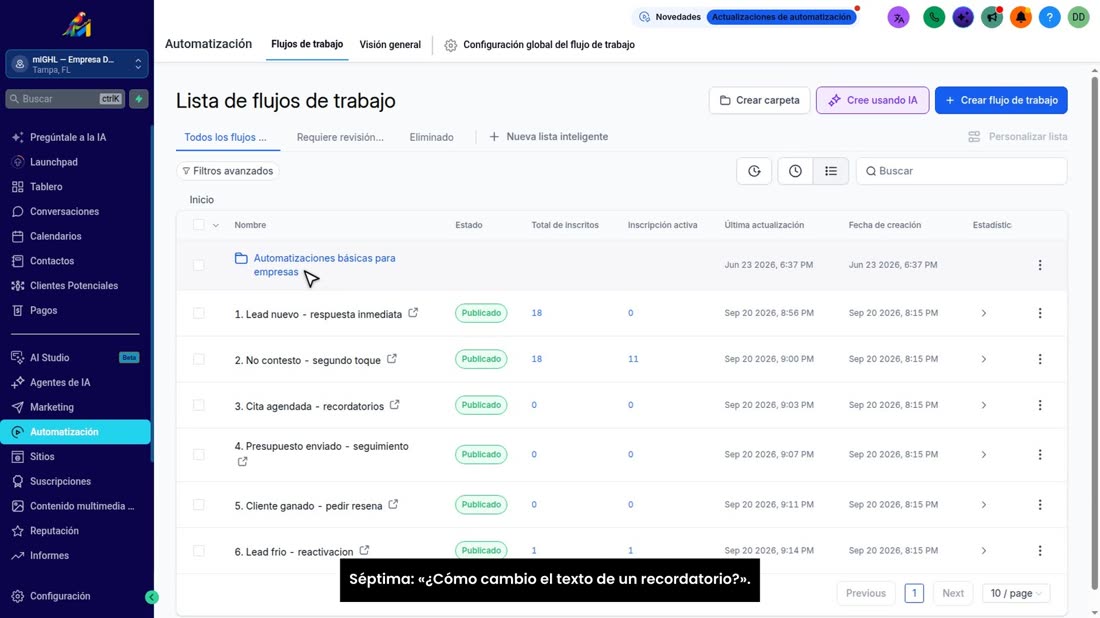 Séptima: «¿Cómo cambio el texto de un recordatorio?».