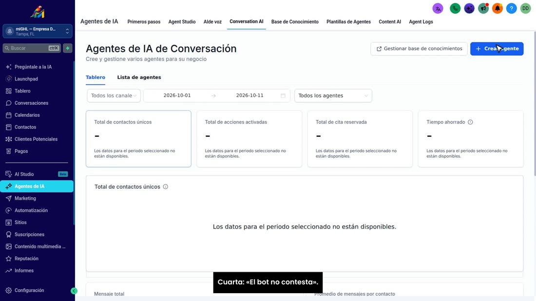 Cuarta: «El bot no contesta».