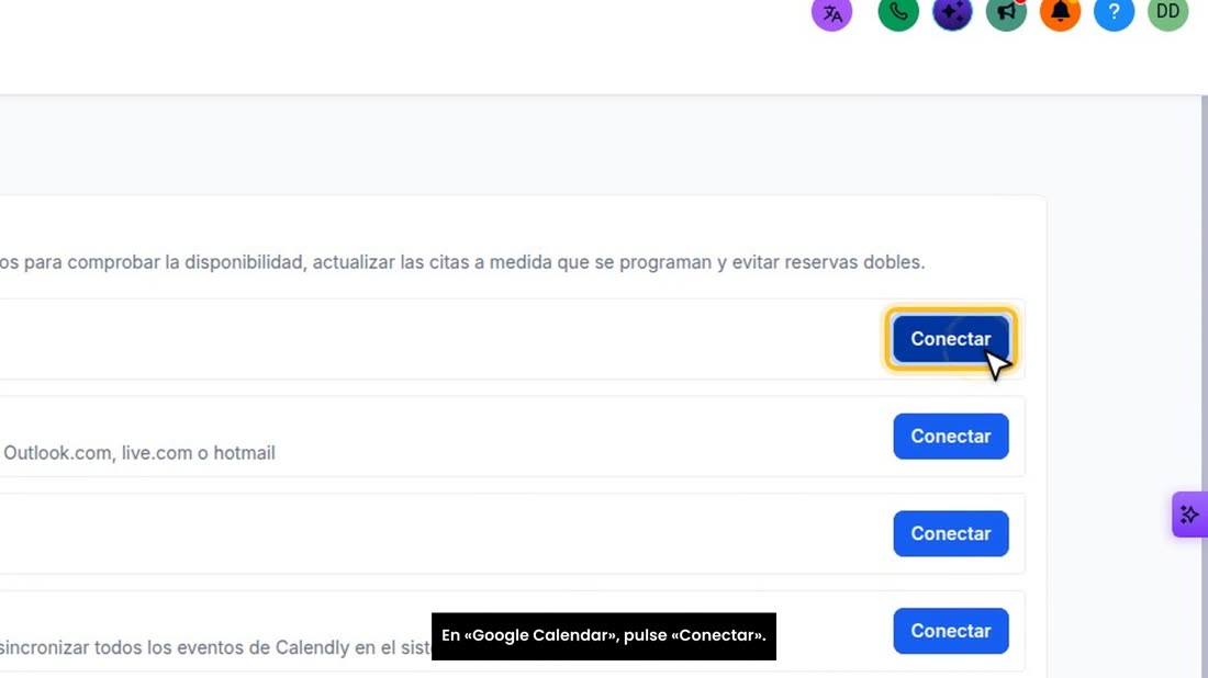 En «Google Calendar», pulse «Conectar».