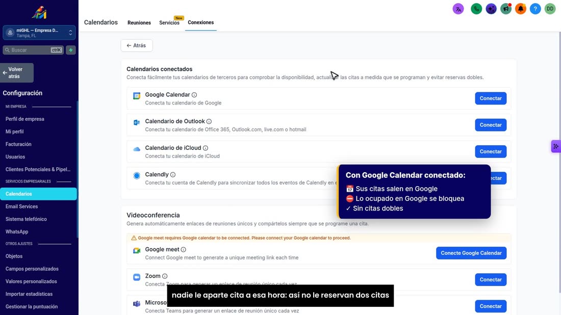 Y lo que ya tenga ocupado en Google se bloquea aquí, para que nadie le aparte cita a esa hora: así no le reservan dos ci