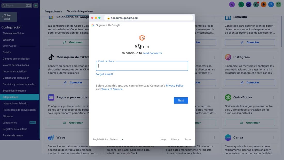 Se abre la ventana de Google: elija el Gmail con el que administra su perfil de empresa, y ponga su clave. Aquí no lo ha