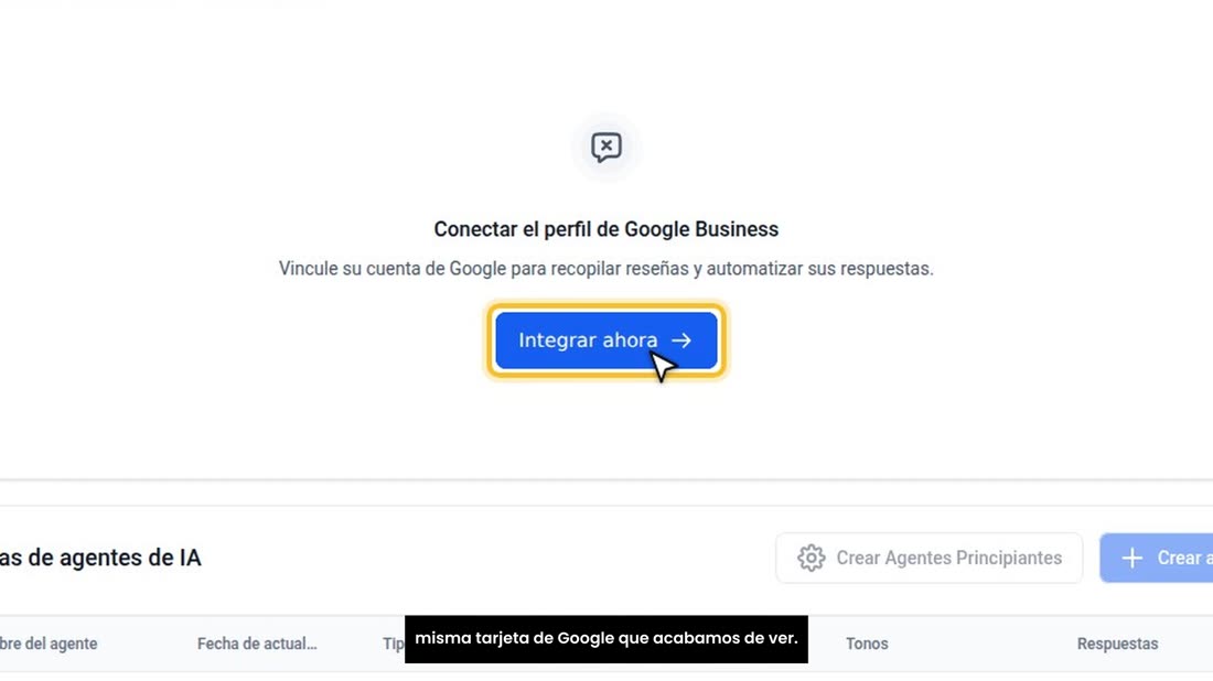 Si todavía no está conectado, «Integrar ahora» le lleva a la misma tarjeta de Google que acabamos de ver.