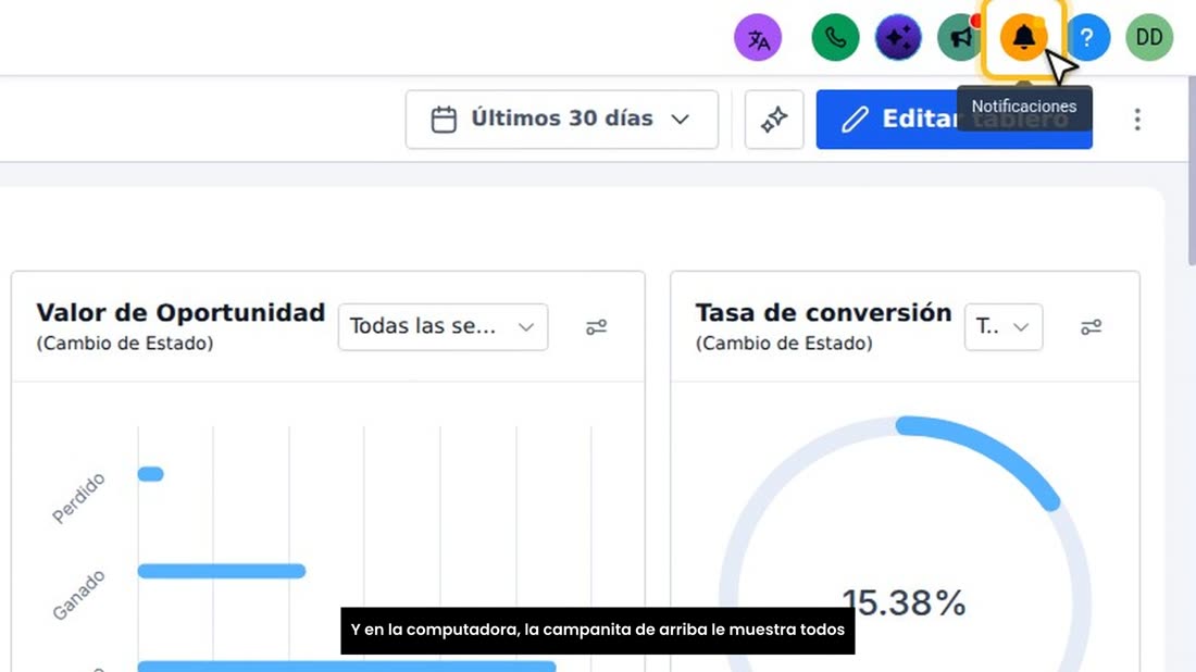 Y en la computadora, la campanita de arriba le muestra todos sus avisos.