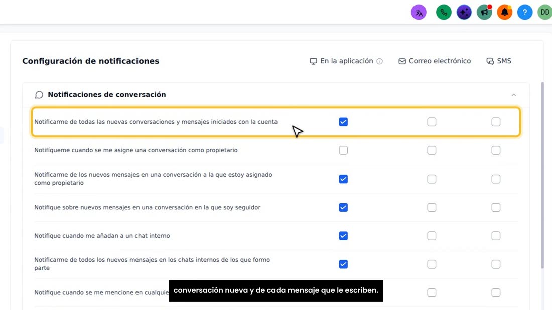 La primera línea es la más importante: le avisa de cada conversación nueva y de cada mensaje que le escriben.