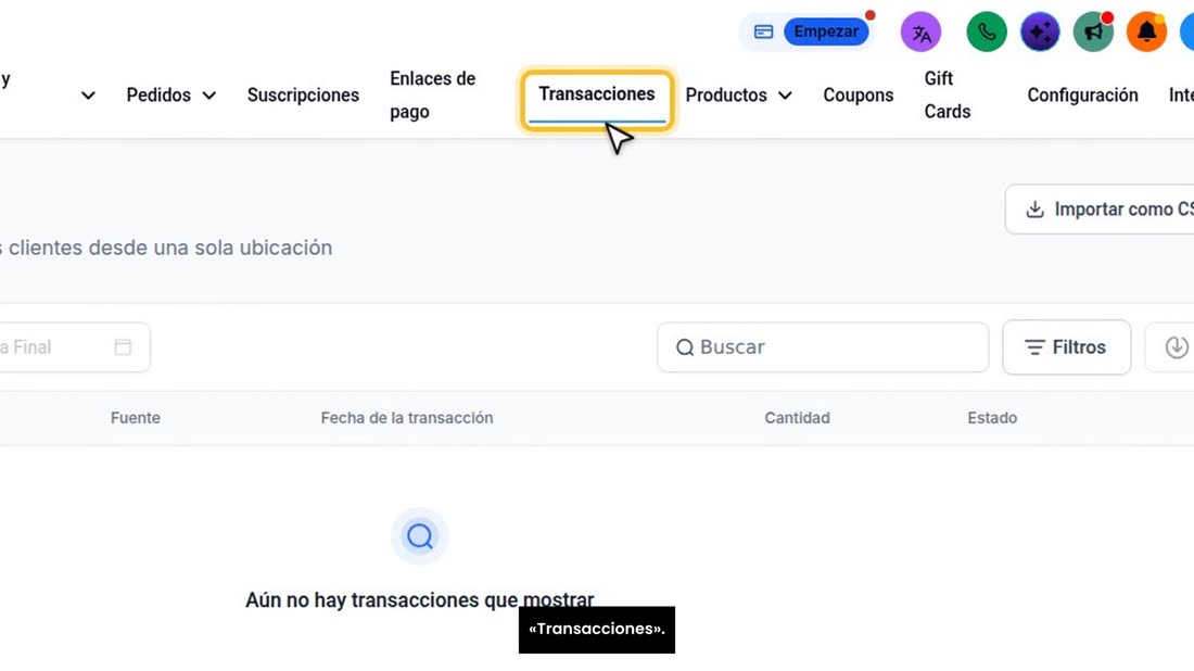 Para ver quién le ha pagado, vaya a «Pagos», y arriba, a «Transacciones».