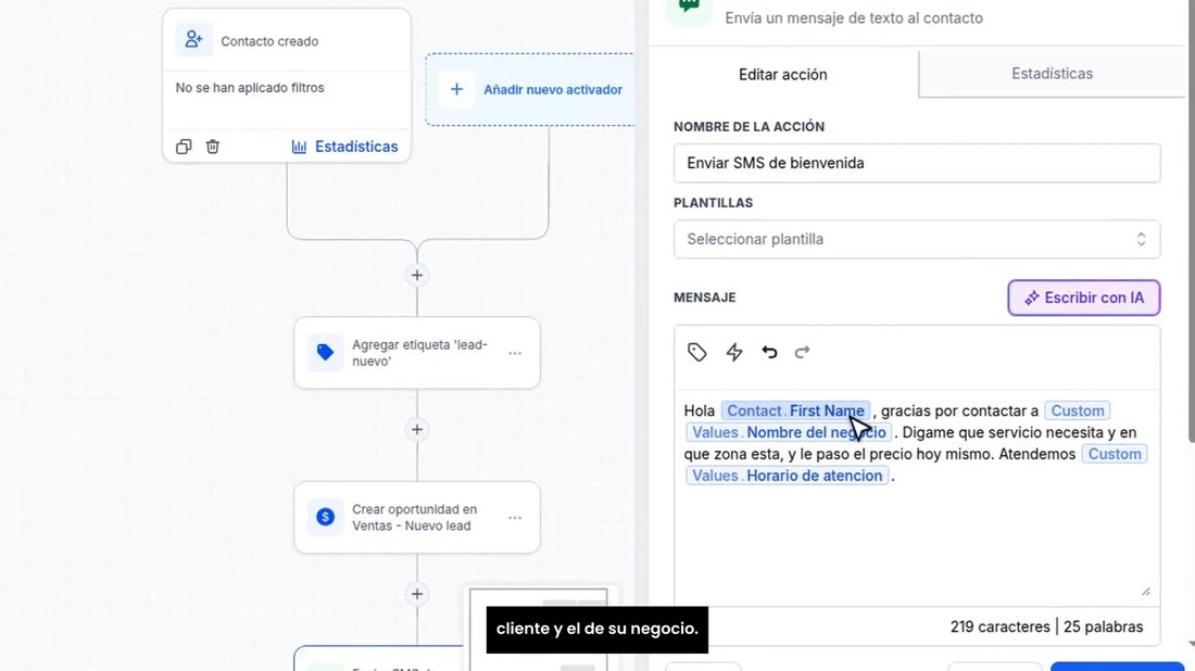 Fíjese en los cuadritos azules: ponen solos el nombre del cliente y el de su negocio.