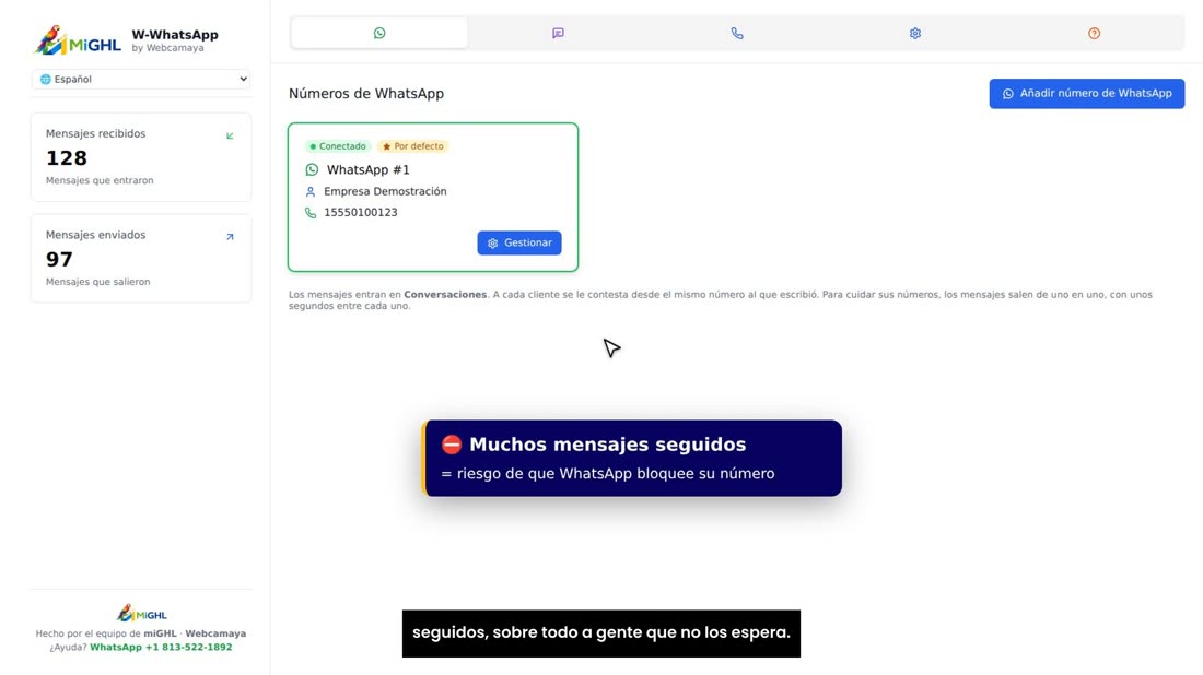 WhatsApp bloquea los números que mandan muchos mensajes seguidos, sobre todo a gente que no los espera.
