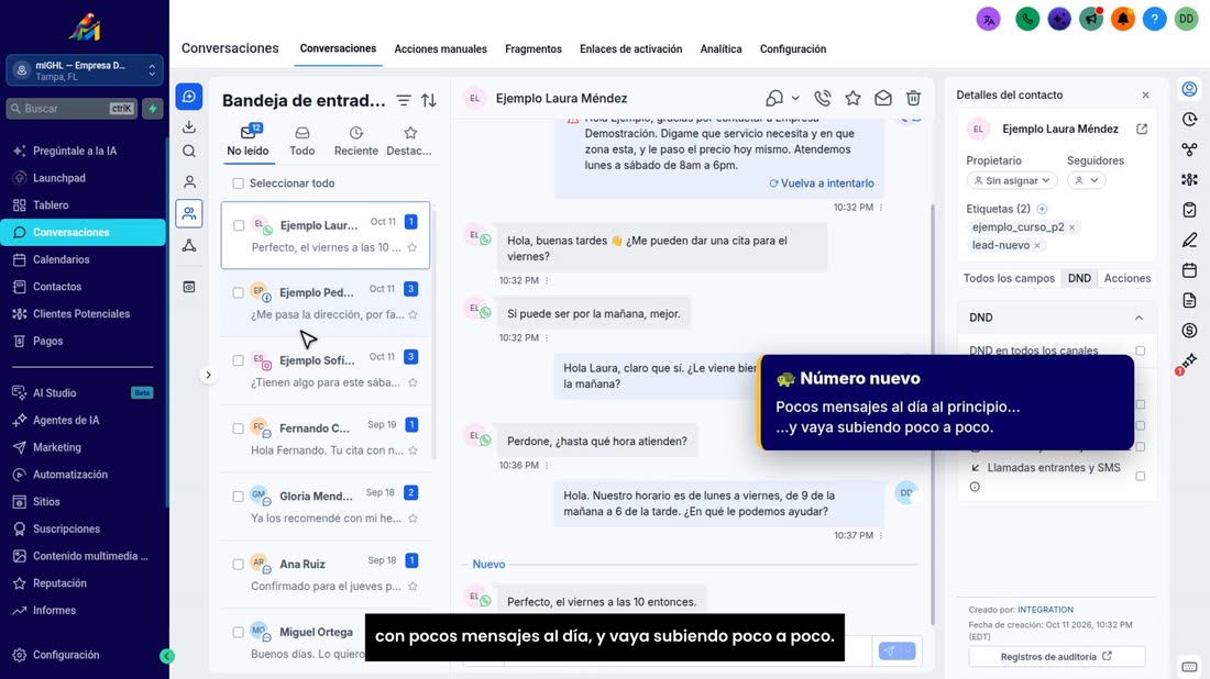 Un último consejo: si su número es nuevo en WhatsApp, empiece con pocos mensajes al día, y vaya subiendo poco a poco.