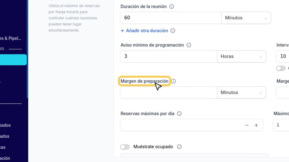 Y el «Margen de preparación» le deja un respiro entre una cita y la siguiente.