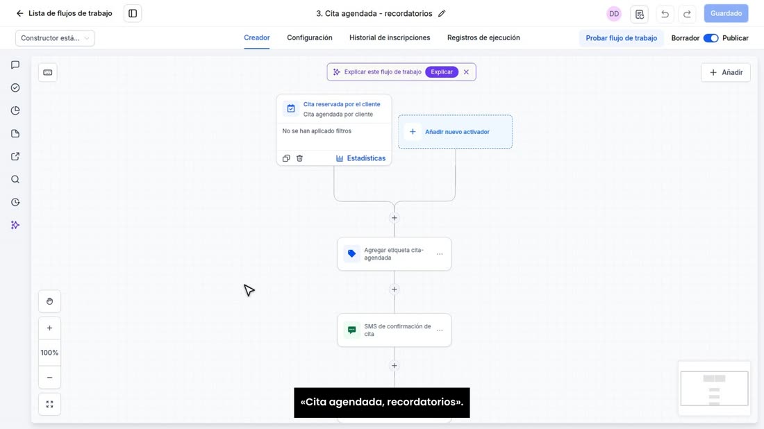 Si quiere más de un recordatorio, use una automatización, como «Cita agendada, recordatorios».