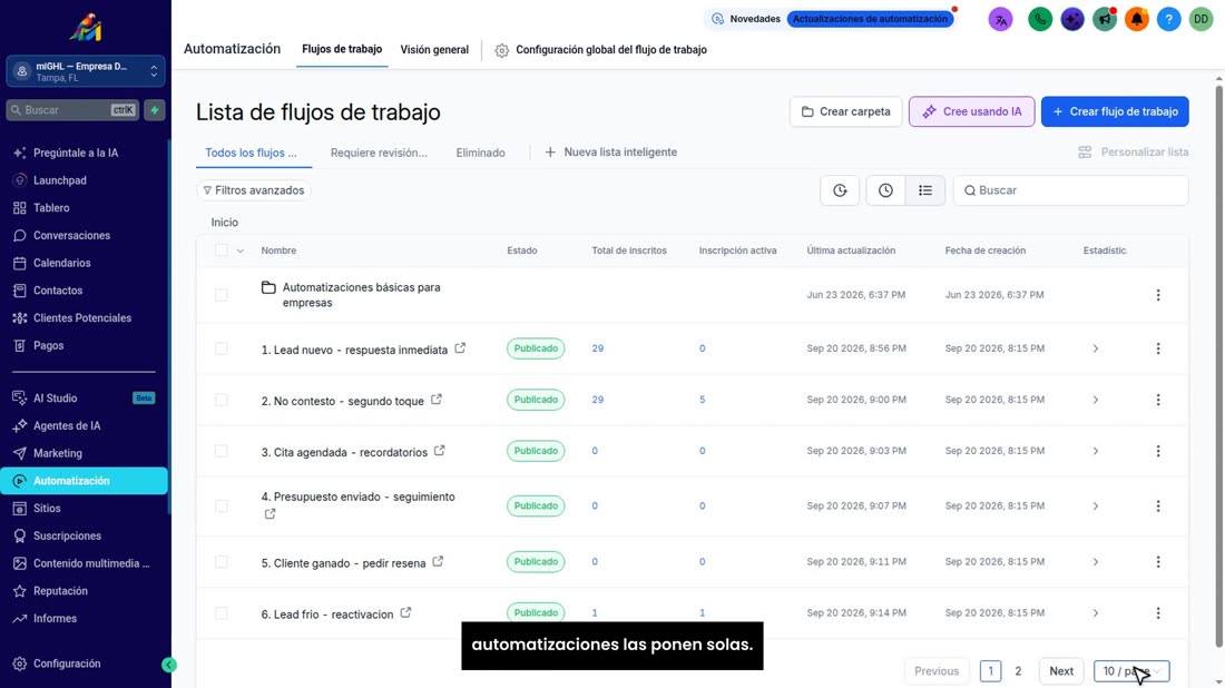 Lo mejor es que no tenga que ponerlas a mano. Sus automatizaciones las ponen solas.