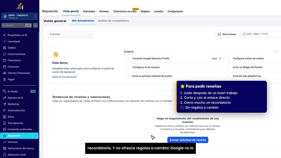 Un mensaje corto, con el enlace directo, y como mucho un recordatorio. Y no ofrezca regalos a cambio: Google no lo permi