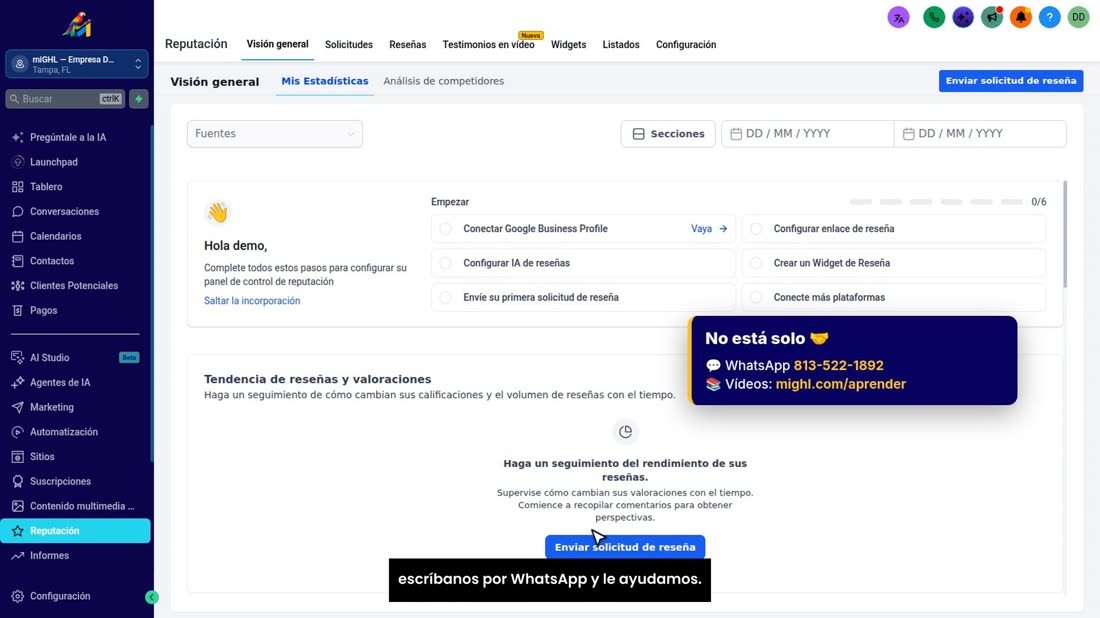 Si quiere que le conectemos su perfil de Google y el enlace, escríbanos por WhatsApp y le ayudamos.