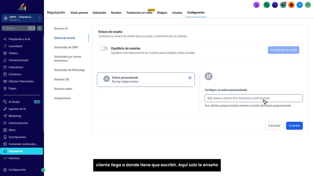 Ese enlace es el que va en sus mensajes. Con un solo toque, el cliente llega a donde tiene que escribir. Aquí solo le en