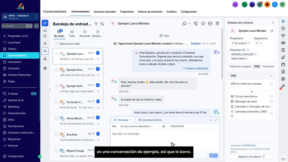 Revíselo, cambie lo que haga falta, y envíe. Aquí no lo envío: es una conversación de ejemplo, así que lo borro.