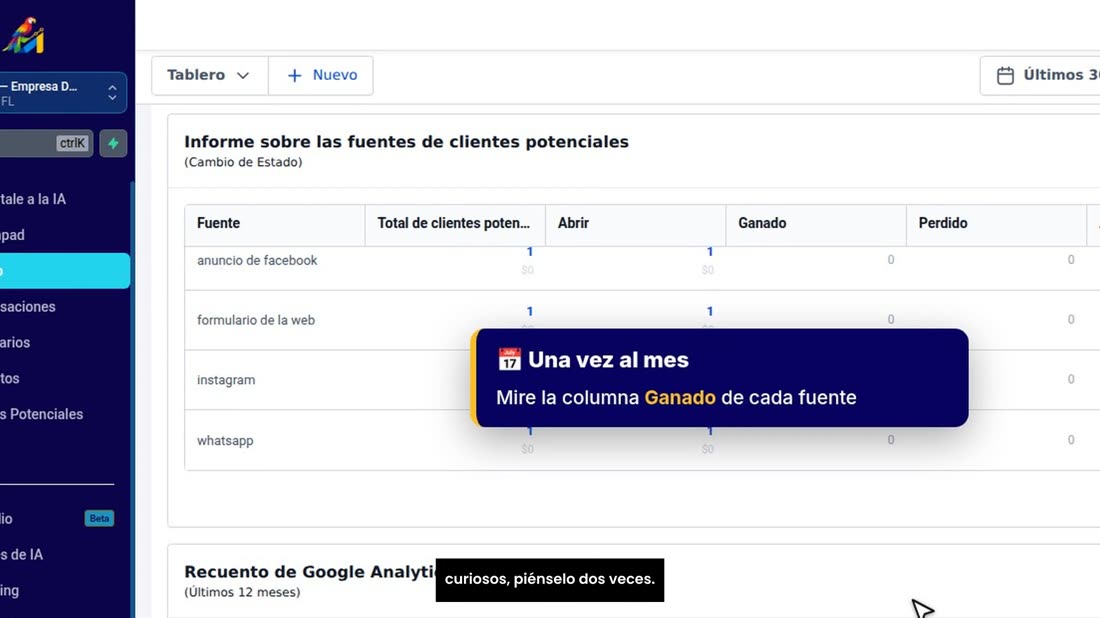 Y una vez al mes, mire el informe. Si una fuente le trae clientes que compran, póngale más cariño. Si otra solo trae cur