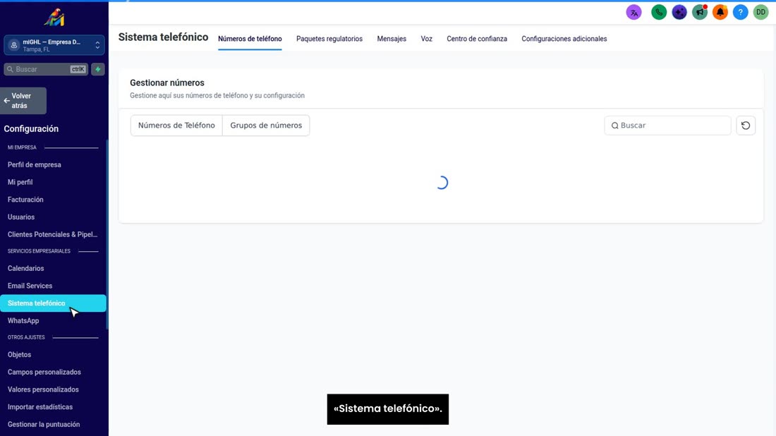Entre en «Configuración», abajo a la izquierda, y luego en «Sistema telefónico».
